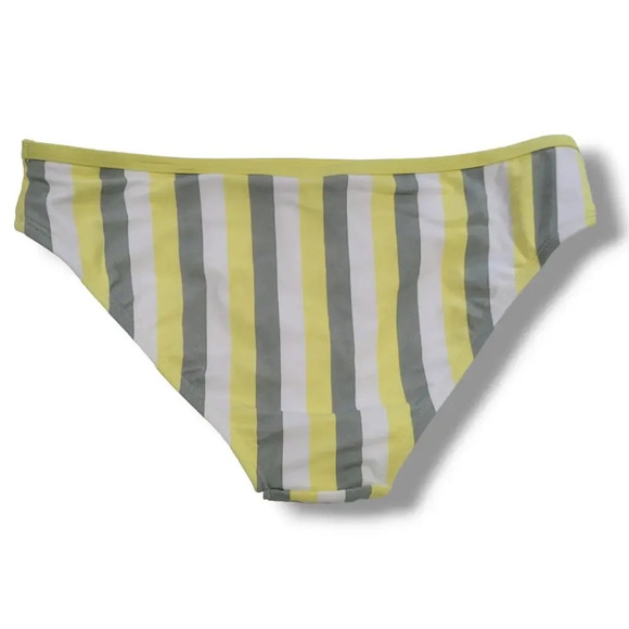 Kona Sol Women's Plus Size yellow striped Medium Coverage Hipster Bikini Bottom - Picture 2 of 7